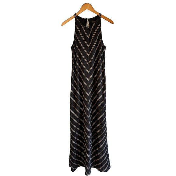 J.Crew Linen Maxi Dress Size 4 Tall Black White Summer Boho minimalist B4 - Picture 3 of 10
